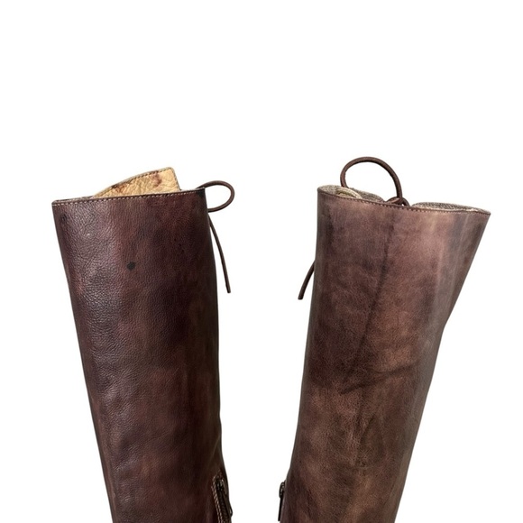 Bed Stu Manchester Boots Brown Leather Tall Equestrian Heel Lace Up Size 7.5 - Picture 5 of 11